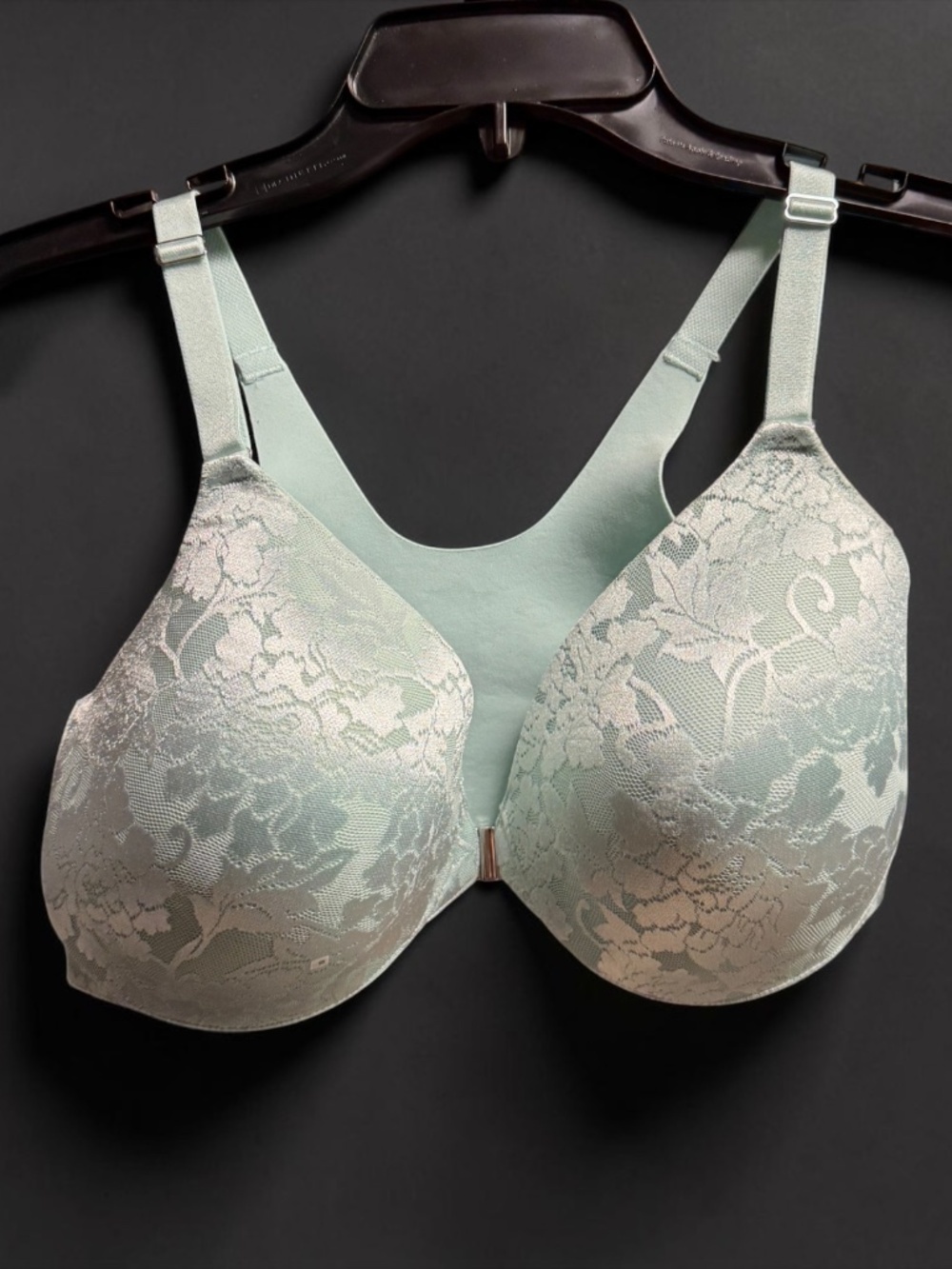 Soma Vanishing Back Full Coverage Lace Bra 34G Seafoam
